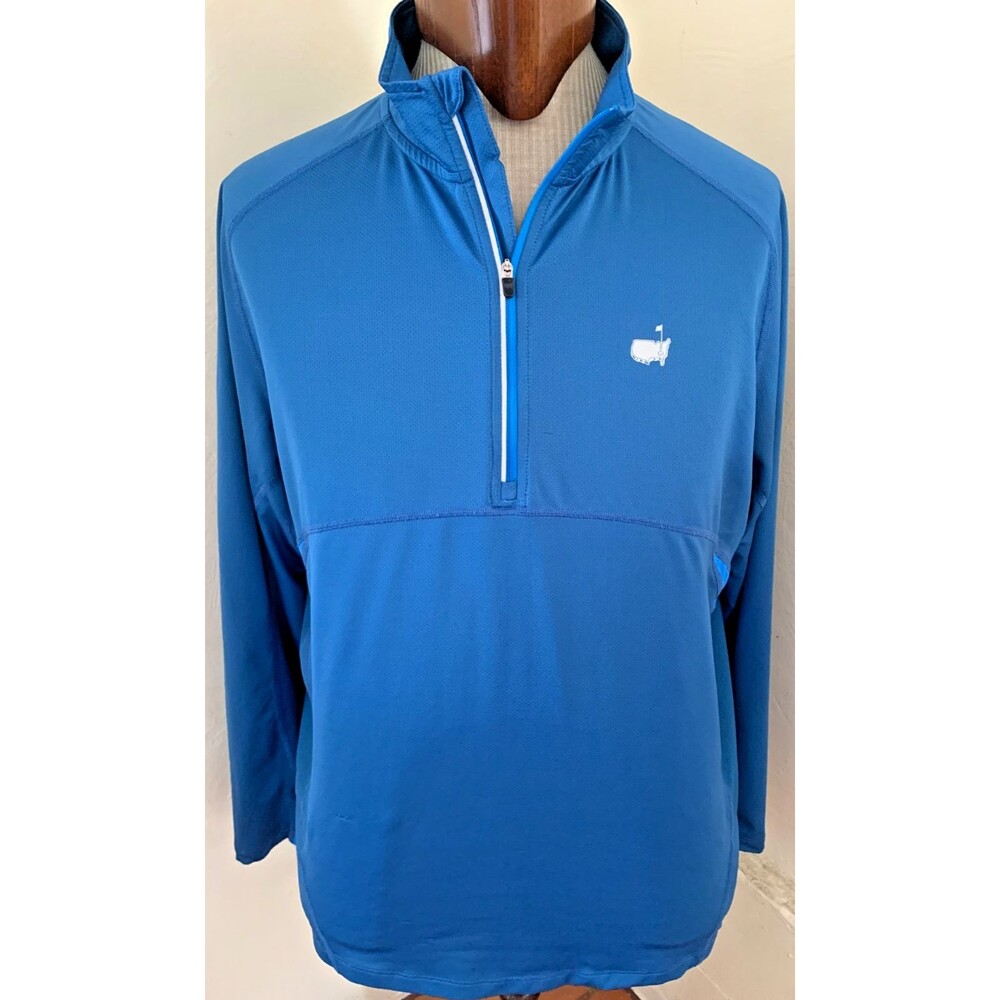 Master's Tech Active Pullover Men's Size Large Blue 1/4 Zip Long Sleeve Golf PGA
